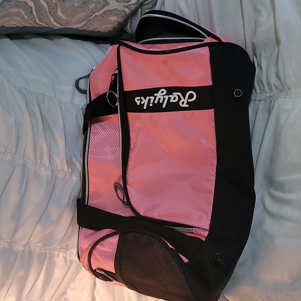 Pink Reflective Workout Duffel Bag with Shoe Insert